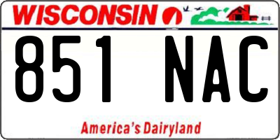 WI license plate 851NAC