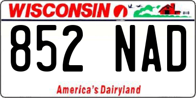 WI license plate 852NAD