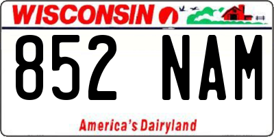 WI license plate 852NAM
