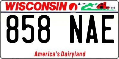 WI license plate 858NAE