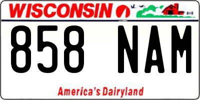 WI license plate 858NAM