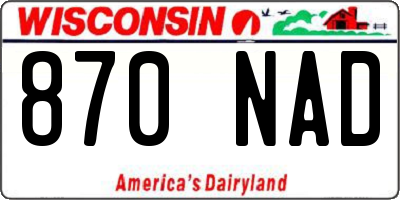 WI license plate 870NAD