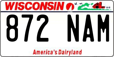 WI license plate 872NAM