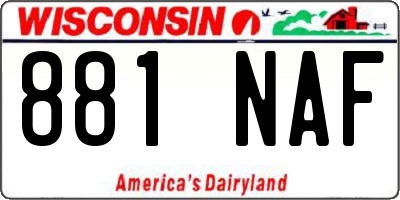 WI license plate 881NAF