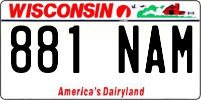 WI license plate 881NAM