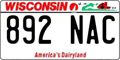 WI license plate 892NAC