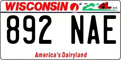 WI license plate 892NAE
