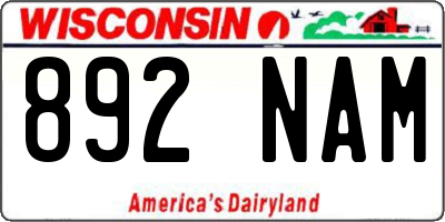 WI license plate 892NAM