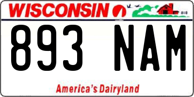 WI license plate 893NAM