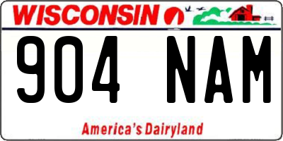 WI license plate 904NAM