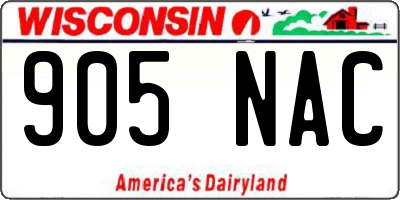WI license plate 905NAC