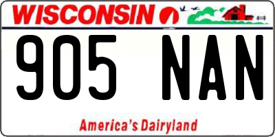 WI license plate 905NAN