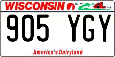 WI license plate 905YGY