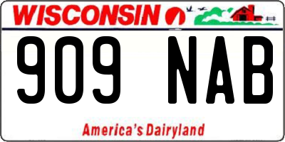 WI license plate 909NAB