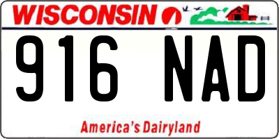 WI license plate 916NAD