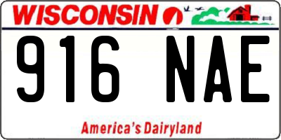 WI license plate 916NAE