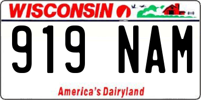 WI license plate 919NAM