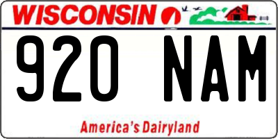 WI license plate 920NAM