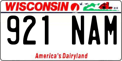 WI license plate 921NAM