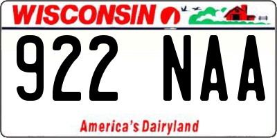 WI license plate 922NAA