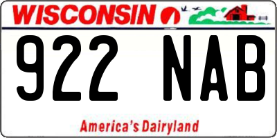 WI license plate 922NAB