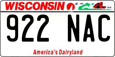 WI license plate 922NAC
