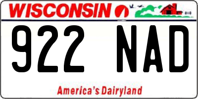WI license plate 922NAD