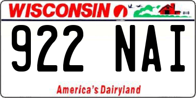 WI license plate 922NAI