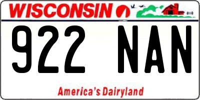 WI license plate 922NAN