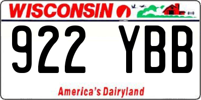 WI license plate 922YBB