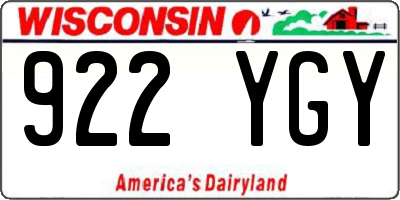 WI license plate 922YGY