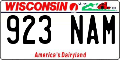 WI license plate 923NAM