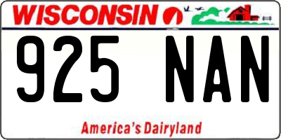 WI license plate 925NAN