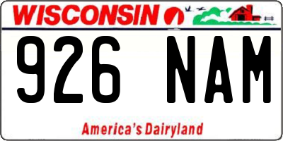 WI license plate 926NAM