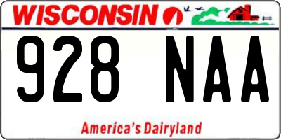 WI license plate 928NAA