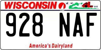 WI license plate 928NAF