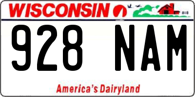 WI license plate 928NAM