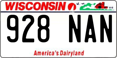 WI license plate 928NAN