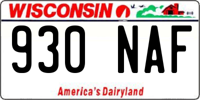 WI license plate 930NAF