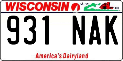 WI license plate 931NAK