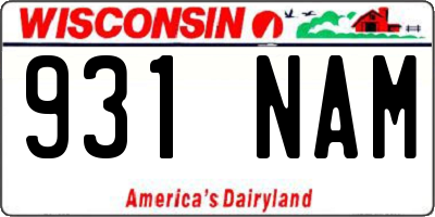 WI license plate 931NAM