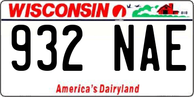 WI license plate 932NAE