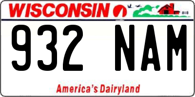 WI license plate 932NAM