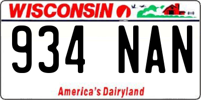 WI license plate 934NAN