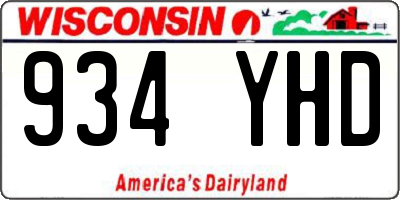 WI license plate 934YHD