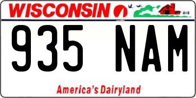 WI license plate 935NAM