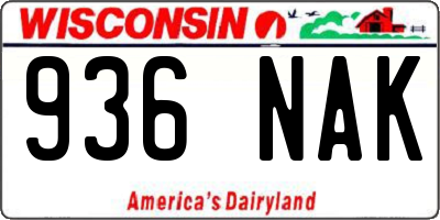 WI license plate 936NAK