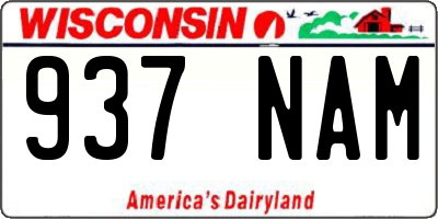 WI license plate 937NAM
