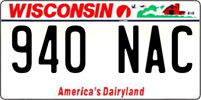 WI license plate 940NAC