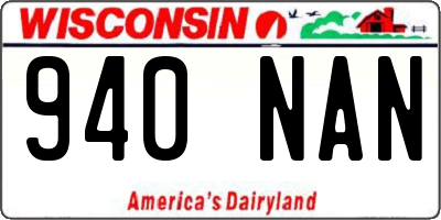 WI license plate 940NAN